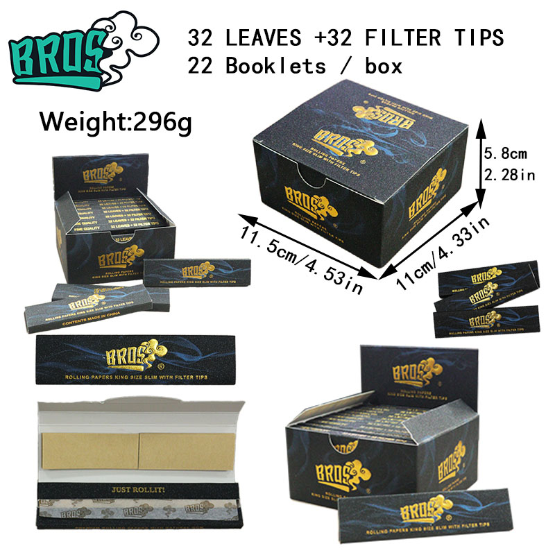Livret de papier à rouler BROS 32L+32T – 22 livrets/boîte de présentation, marquage à chaud doré